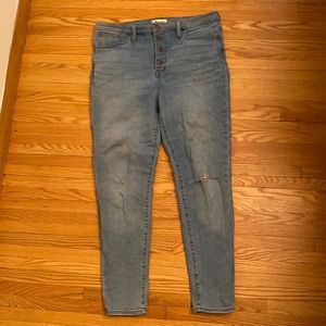 Madewell 11’’ High Rise Roadtripper Distressed Skinny Jean